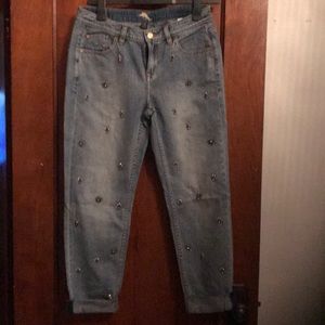Light blue embellished denim jeans